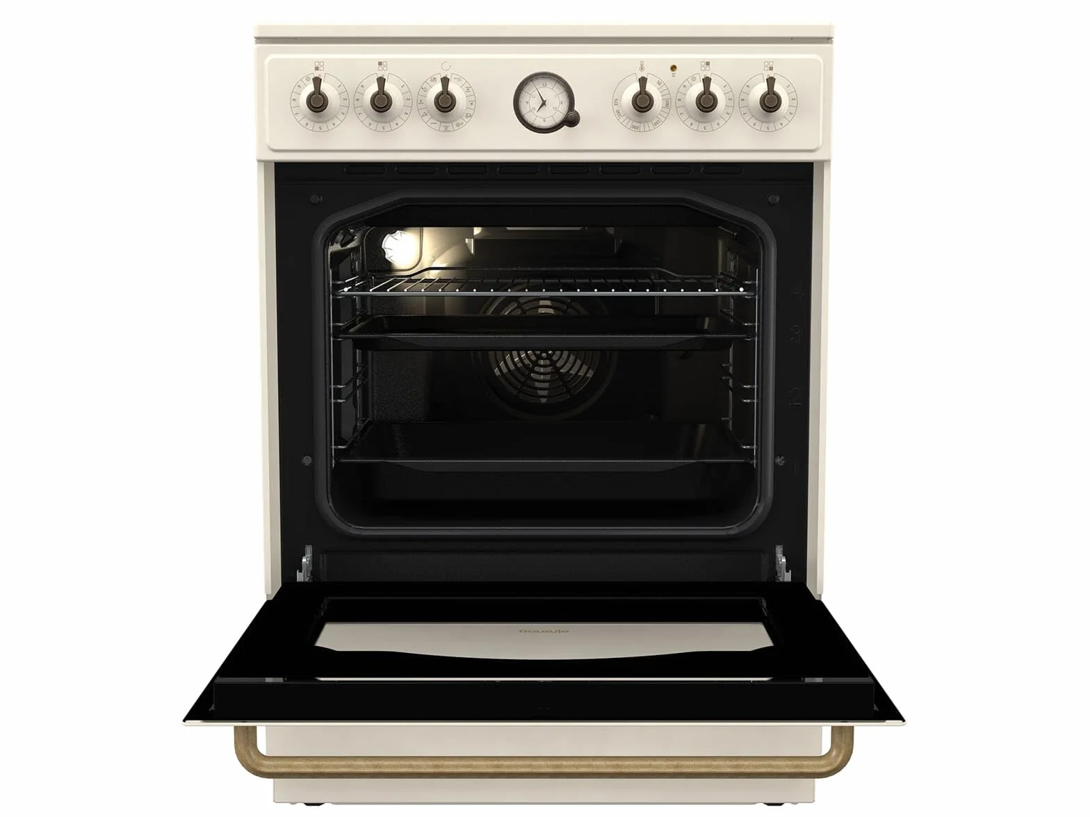 Gorenje Classico GECS 6 B70CLI - Stufa elettrica con piano cottura in vetroceramica, design retrò, 60 cm, 71 litri, chiusura delicata, riscaldamento rapido, AirFry/ExtraSteam/Pizza Mode/AquaClean