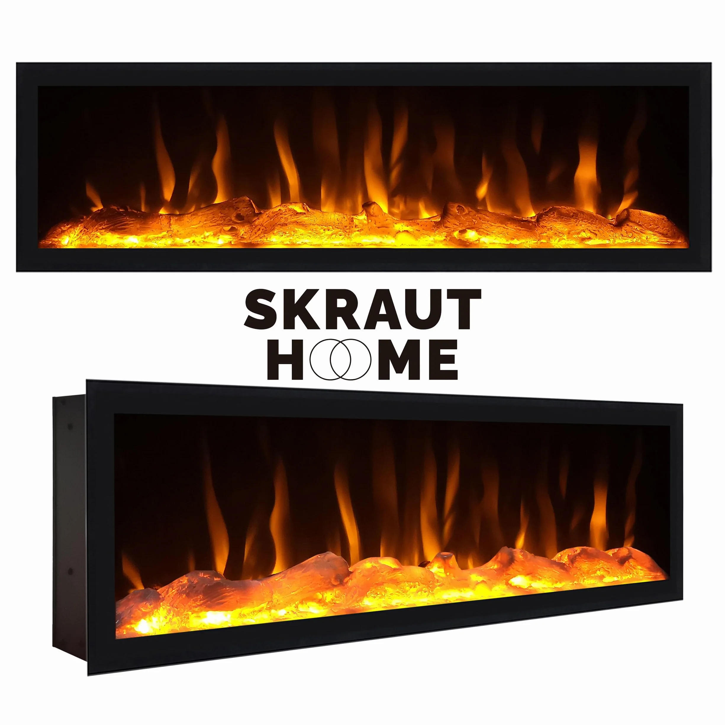 Skraut Home | Mobile TV Soggiorno | Ampio spazio a disposizione | 210 | Per TV fino a 80" | Camino elettrico XXL | Stile moderno | Rovere
