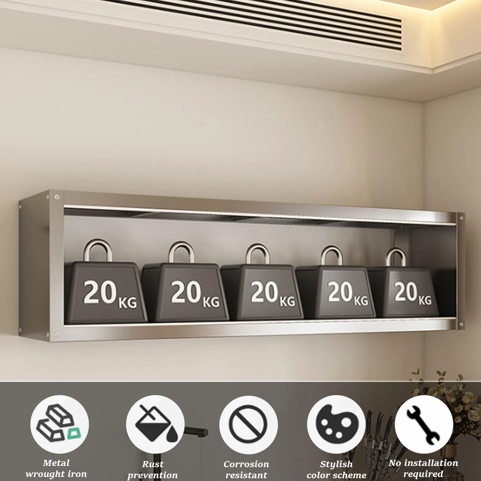 Scaffale portaoggetti da cucina in acciaio inox a parete,a uno o due strati,mobiletto a, sospeso a, con ante scorrevoli(70 * 30 * 70cm/27.6 * 11.8 * 27.6in)