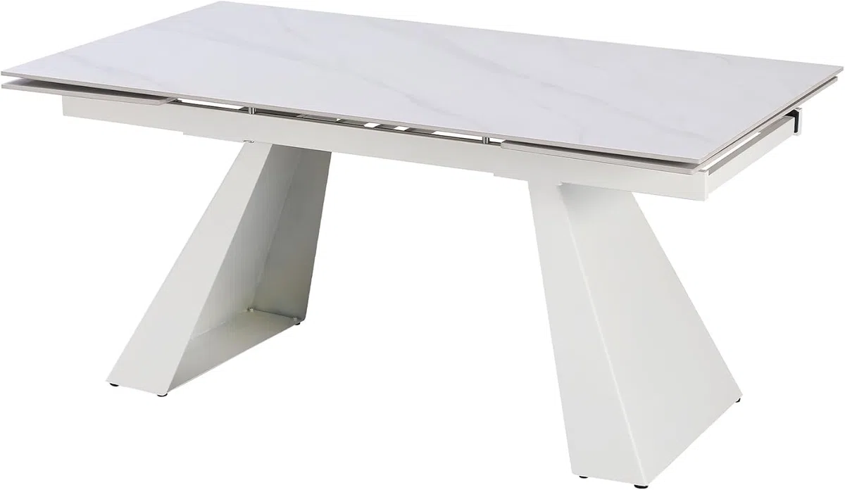 Cribel Tavolo da Pranzo Vermont Allungabile 160–240 cm | Piano in Gres Porcellanato Effetto Marmo | Gambe in Metallo a Trapezio Inclinato | Design Moderno e Imponente