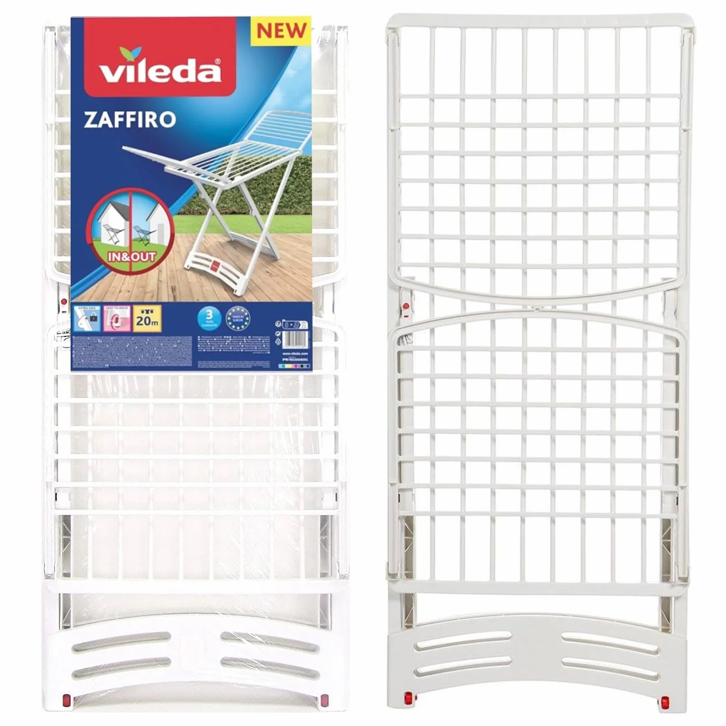 Gimi Zaffiro Stendibiancheria da Pavimento, Stendino a Cavalletto, da Esterno, con Ruote, Richiudibile, Spazio di Stenditura 20 m, in Resina 100%, 182 x 55 x 88 cm
