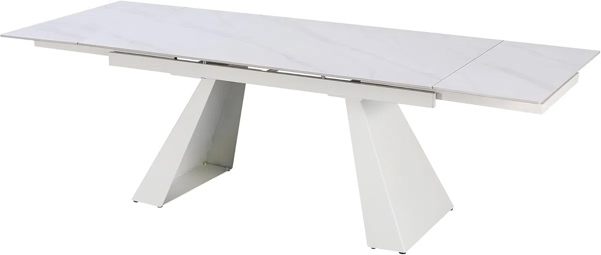 Cribel Tavolo da Pranzo Vermont Allungabile 160–240 cm | Piano in Gres Porcellanato Effetto Marmo | Gambe in Metallo a Trapezio Inclinato | Design Moderno e Imponente