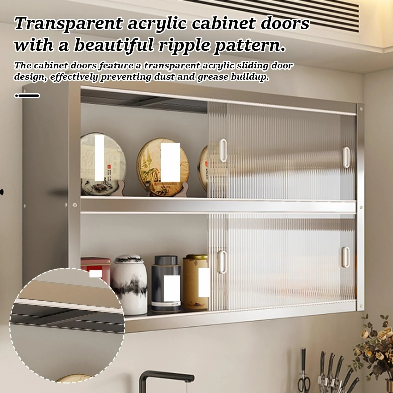 Scaffale portaoggetti da cucina in acciaio inox a parete,a uno o due strati,mobiletto a, sospeso a, con ante scorrevoli(70 * 30 * 70cm/27.6 * 11.8 * 27.6in)