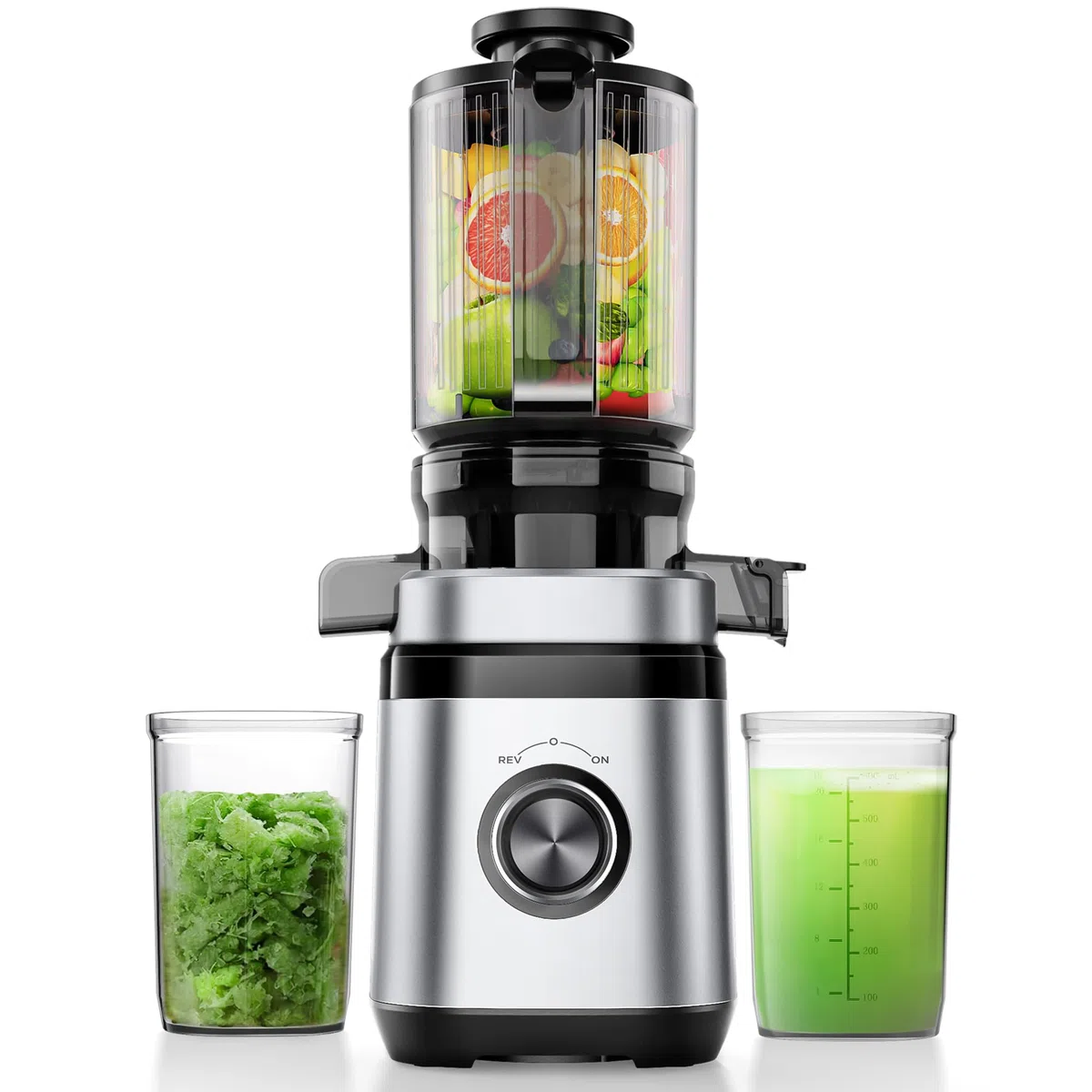 OYLCDI Estrattore Frutta e Verdura, Apertura Larga da 110mm per Ananas Intero, 350W Centrifuga Lenta, 99% Nutrienti Preservati, BPA Free, Facile da Smontare e Pulire, Argento